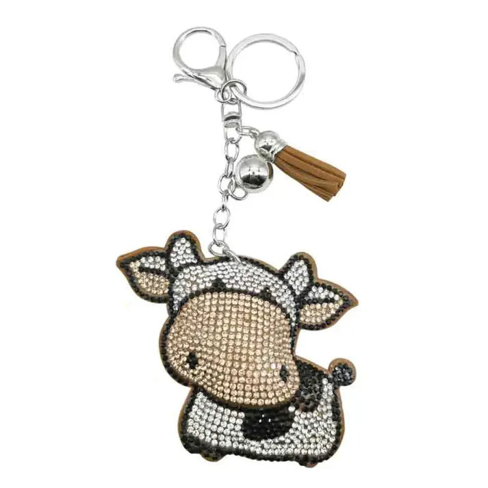 Bling Bag Charm - Black and White Cow