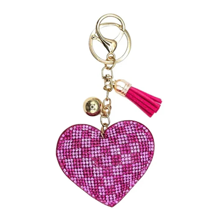 Bling Bag Charm -  Checkered Pink Heart
