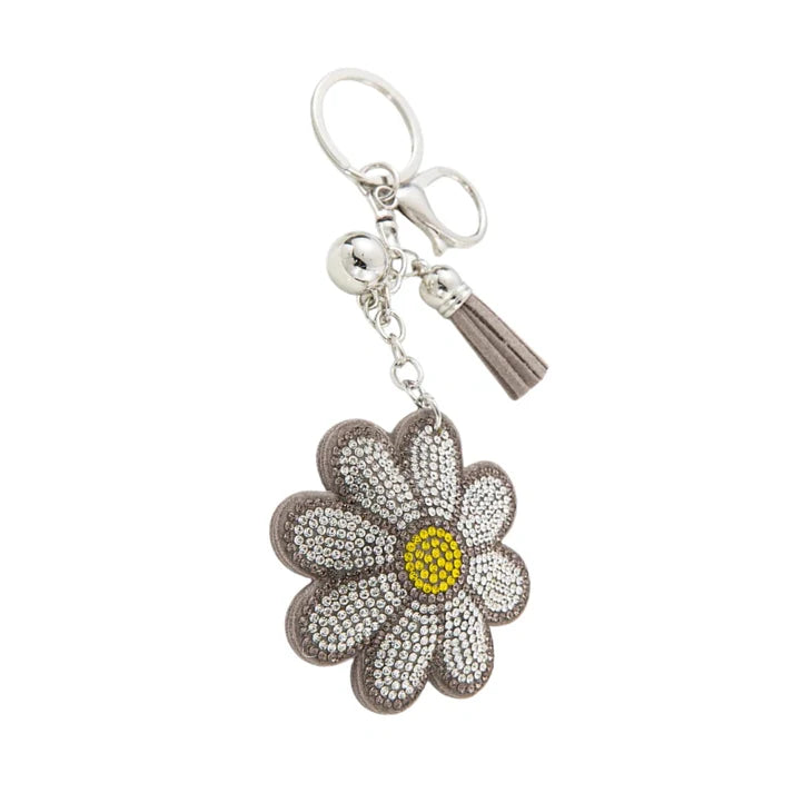 Bling Bag Charm - White Daisy