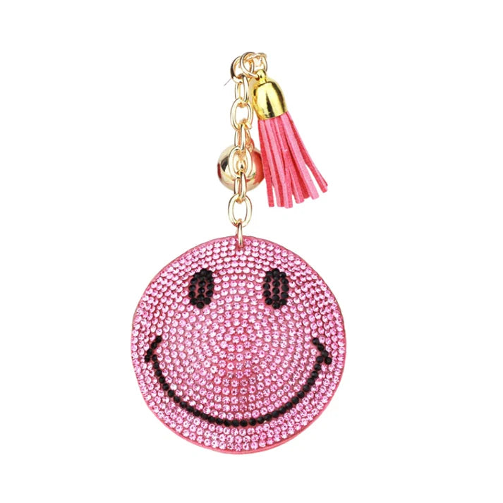 Bling Bag Charm - Pink Smiley