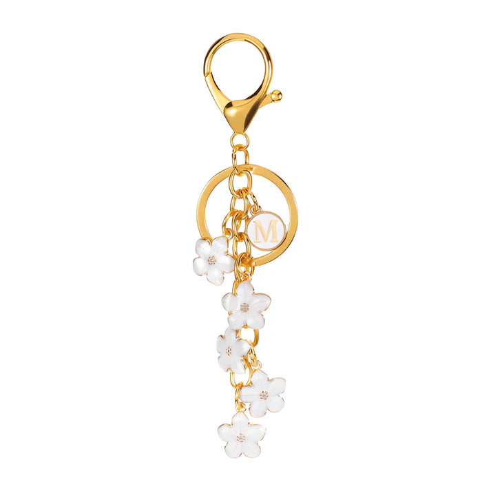 Daisy Flower Initial Letter - Bag Charm (White)