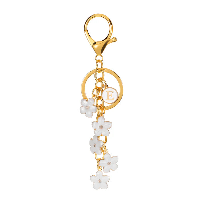 Daisy Flower Initial Letter - Bag Charm (White)