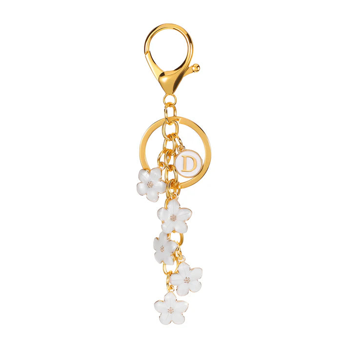 Daisy Flower Initial Letter - Bag Charm (White)